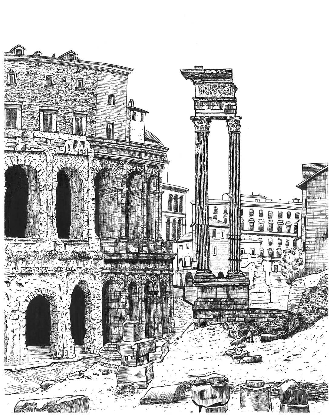 Ancient Ruins Drawing Kristins Traum